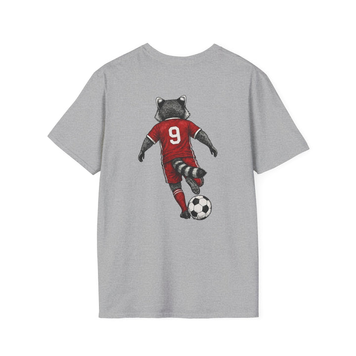 Raccoon Soccer Player T‑Shirt Cute Animal Jersey with Number 9 Unisex