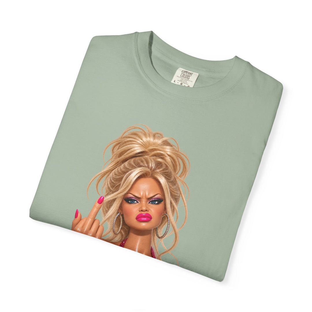 Middle Finger Meme Doll Retro Glam Diva T‑Shirt Sassy Sarcastic Joke Graphic Tee Women Humor Gag Shirt