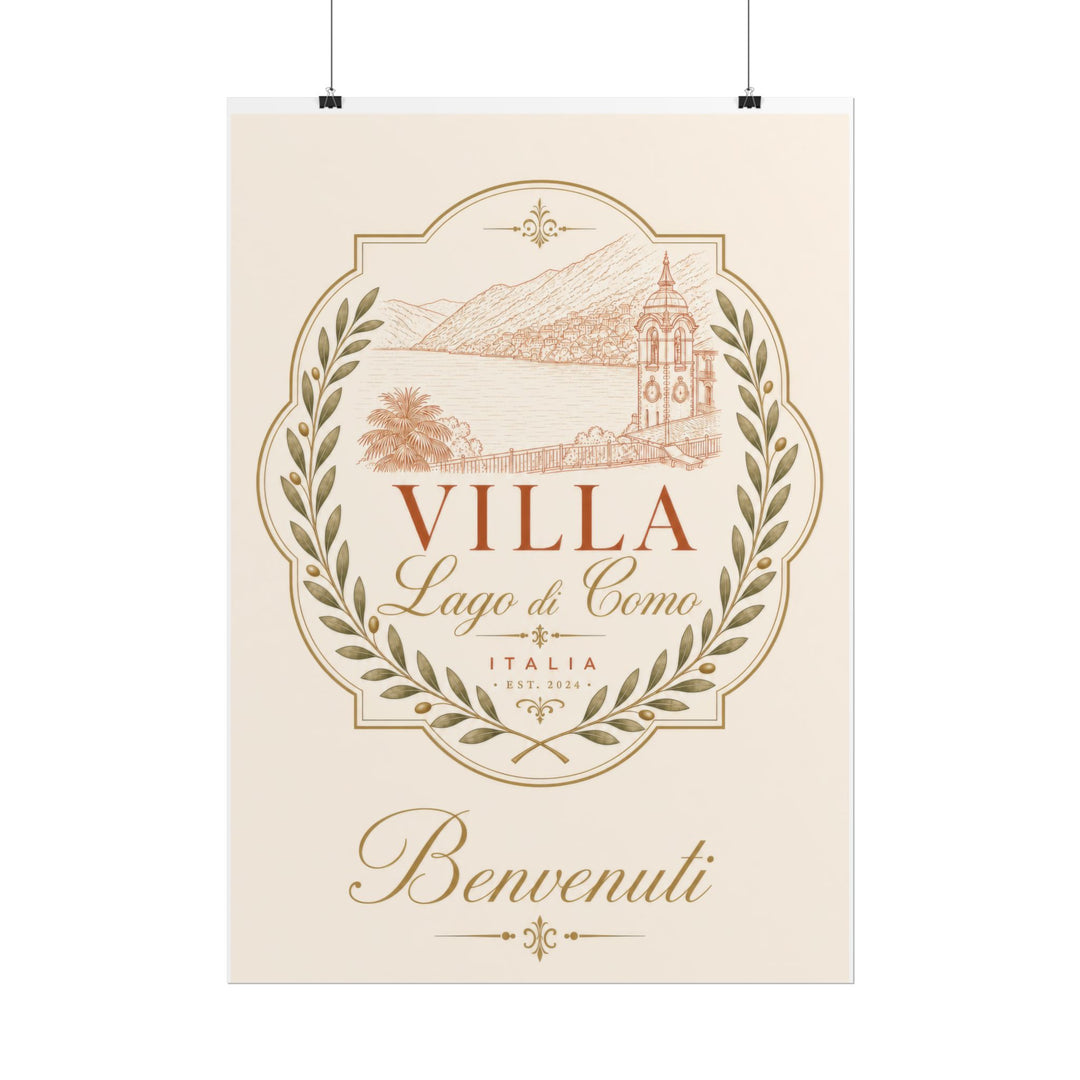 Villa Lago di Como Benvenuti Rolled Poster Vintage Italian Travel Art Print