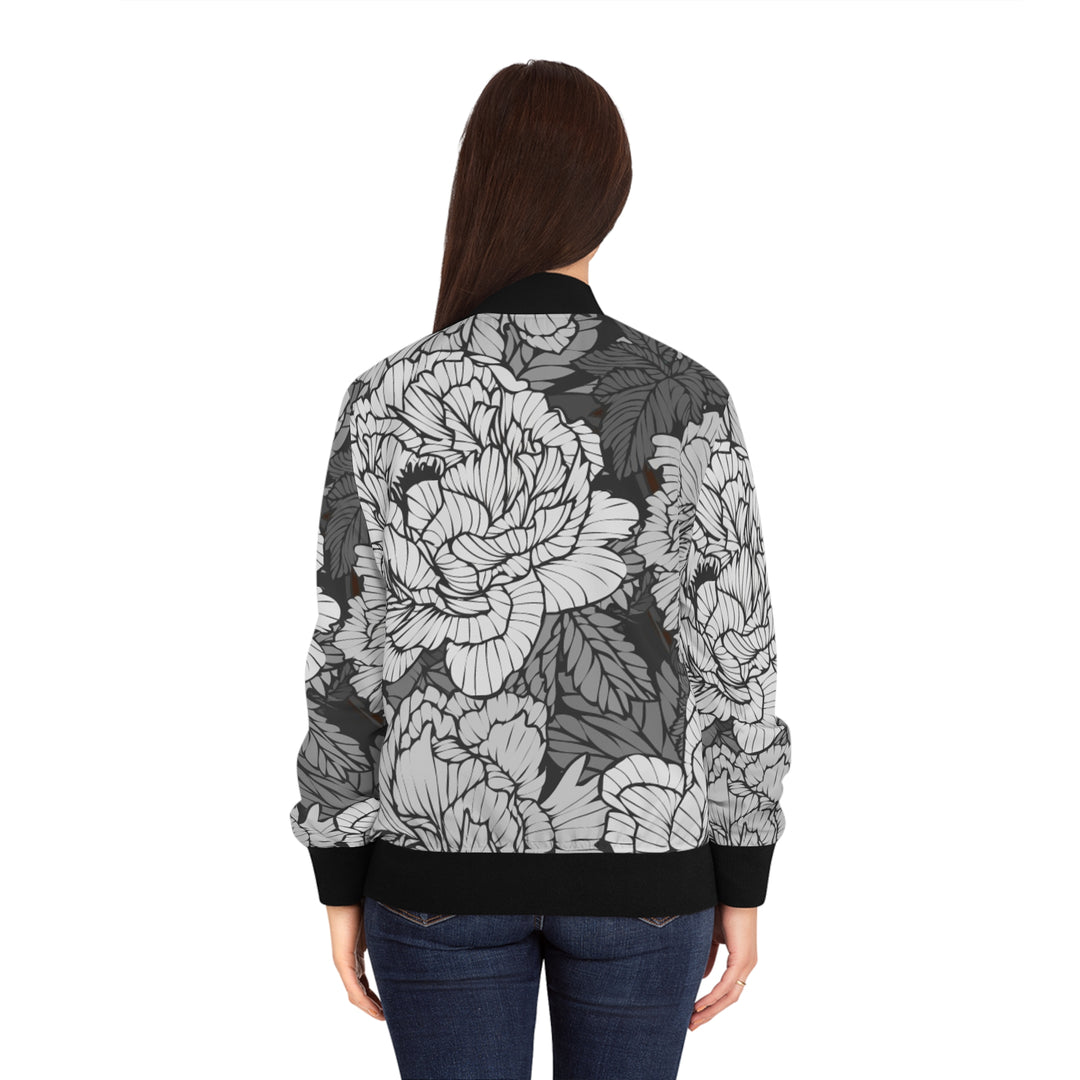 Peonies Women's Bomber Jacket Floral