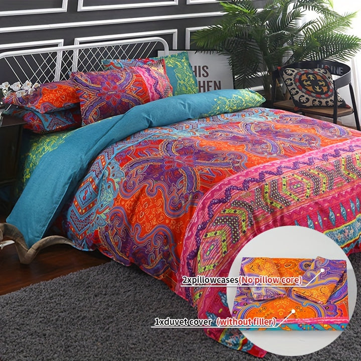 Boho Duvet Cover Set With Matching Pillowcase, Modern Bedding Set Bohemian Chic Bedroom Set