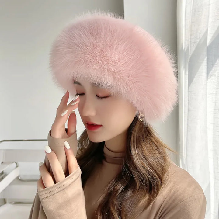 Faux Fur Hat Women Warm Snow Ski Cap Female Faux Fox Fur Bomber Hat Lady Windproof Winter Hats for Women Russian Hat HT4003