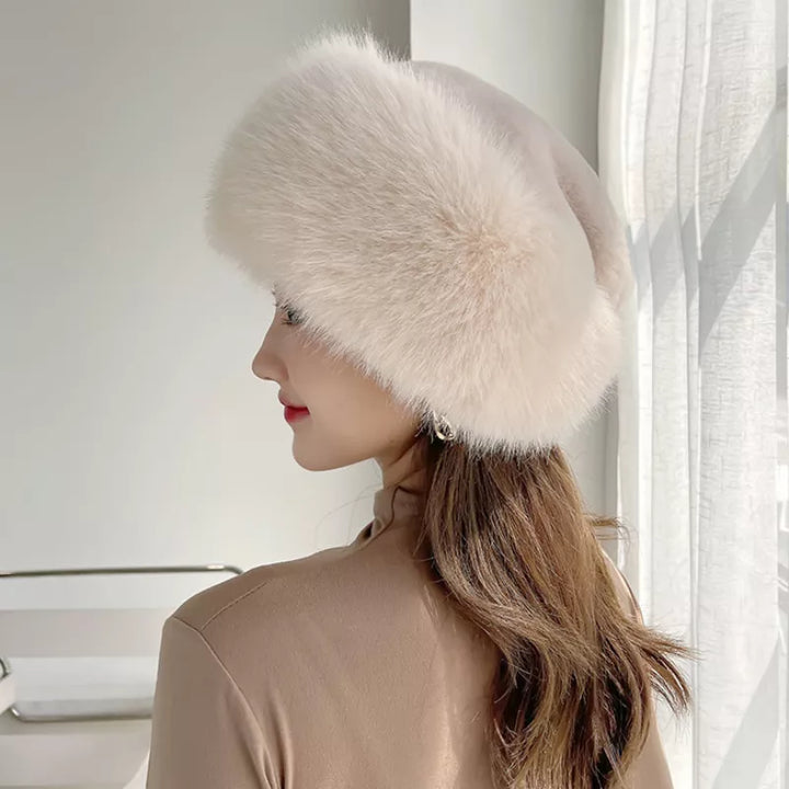 Faux Fur Hat Women Warm Snow Ski Cap Female Faux Fox Fur Bomber Hat Lady Windproof Winter Hats for Women Russian Hat HT4003