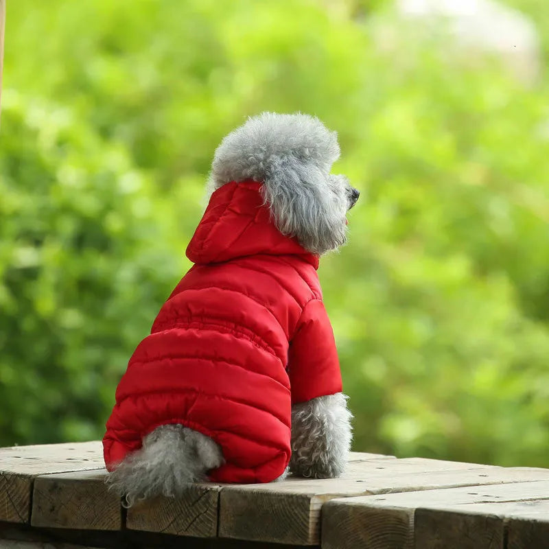 Winter Warm Down Dog Jacket Pet Dogs Costume Puppy Light-weight Four Legs Hoodie Coat Clothes Ski