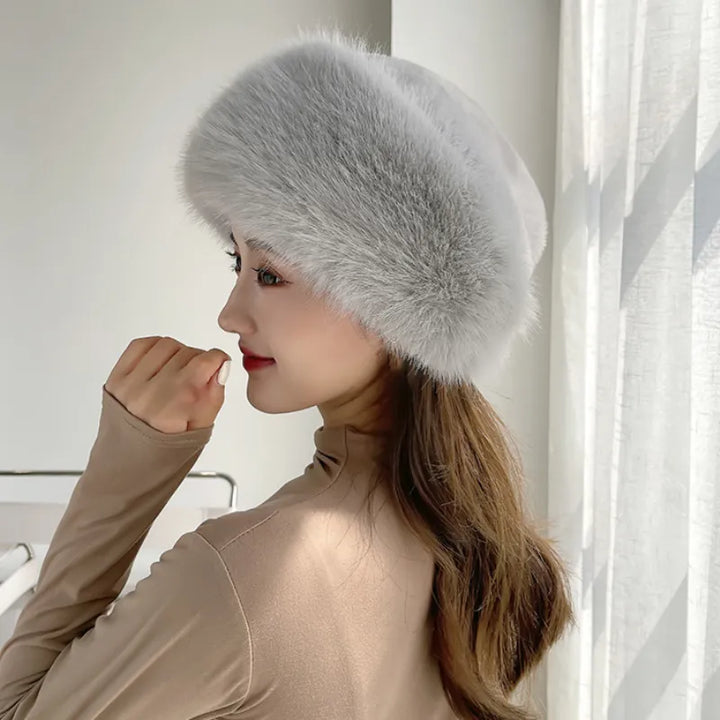 Faux Fur Hat Women Warm Snow Ski Cap Female Faux Fox Fur Bomber Hat Lady Windproof Winter Hats for Women Russian Hat HT4003