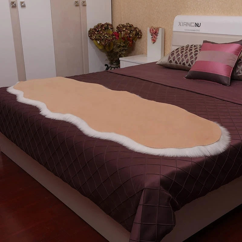 Plush Soft Sheepskin Bedroom Carpet Imitation Wool Pad Long Hair Bedside Mat Sofa Cushion White Rugs Red Living Room Fur Carpet