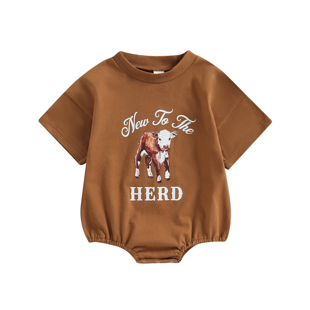 Western Baby Boy Girl Clothes Cow Print Short Sleeve Bubble Romper Oversized Tshirt Sweatshirt Bodysuit Summer Boys Clothes