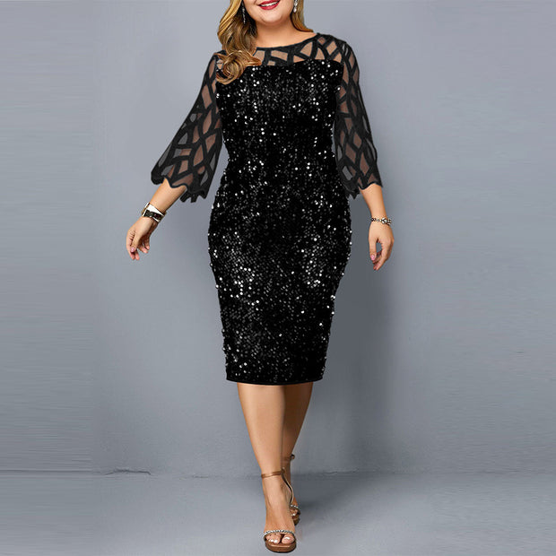 Individual Sequin Design Plus Size Women's Dress