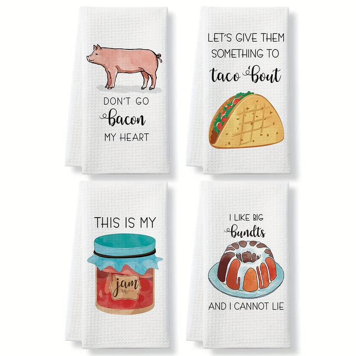 4 Pack Funny Kitchen Dish Towels