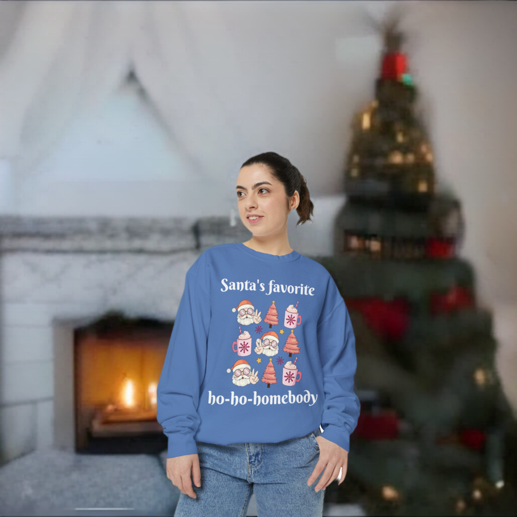 Santa's Favorite Ho-ho-homebody Oversized Garment-Dyed Sweatshirt