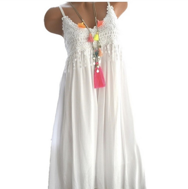 Crochet Lace Bust Maxi Dress Eight Colors