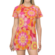 Flower Power All Over Print T-Shirt Dress