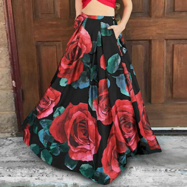 Women's Bohemian Floral Loose Plus Size Skirt 7 Prints Up To 5X