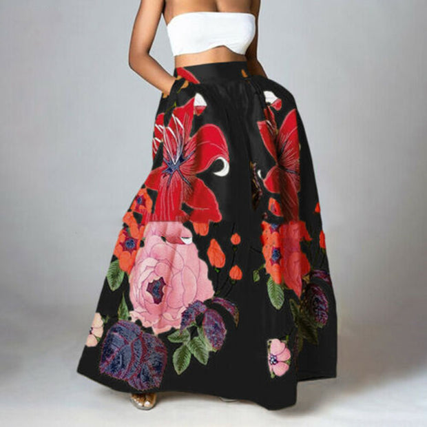 Women's Bohemian Floral Loose Plus Size Skirt 7 Prints Up To 5X