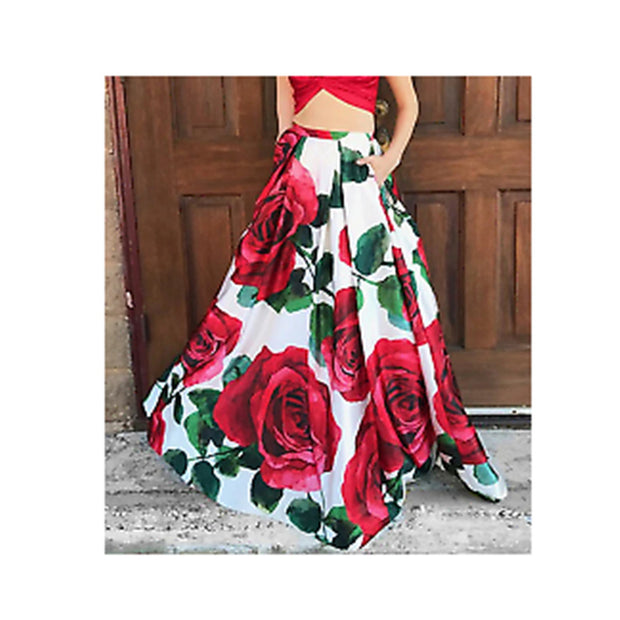 Women's Bohemian Floral Loose Plus Size Skirt 7 Prints Up To 5X