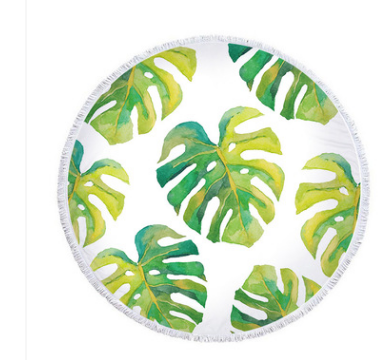 Palm Leaf Round Beach Towel Forest Palm Leaf Beach Towel Shawl Cushion Microfiber