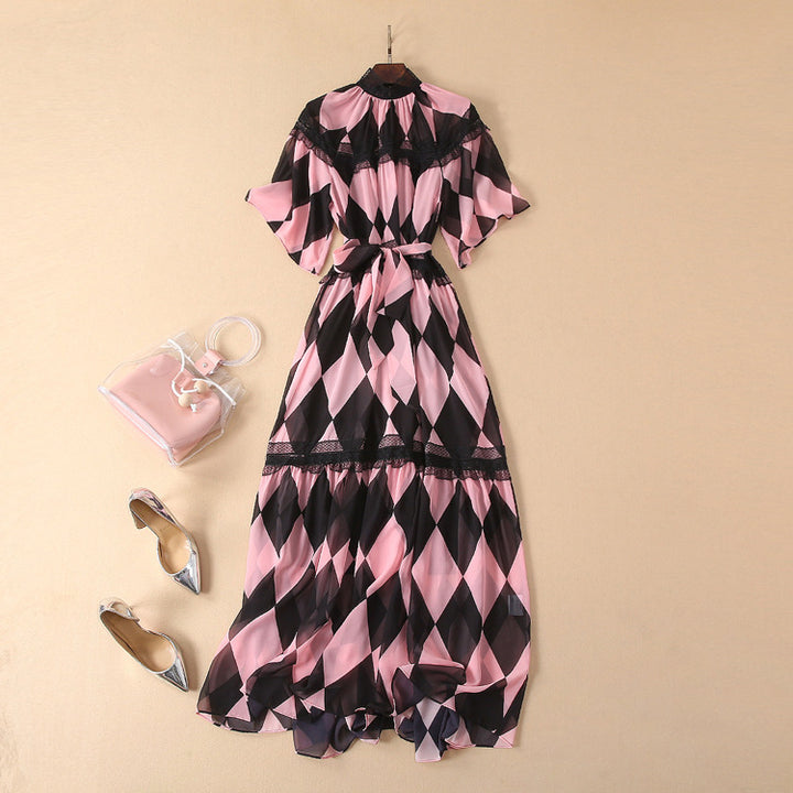 Pink Chiffon and Lace Dress