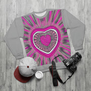 Barbiecore Pink Heart AOP Unisex Sweatshirt