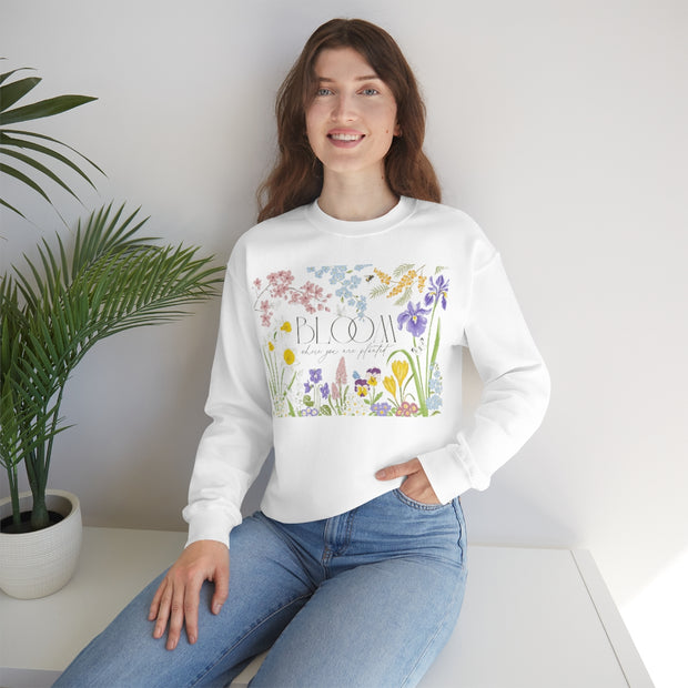 Bloom Where You Are Planted Unisex Heavy Blend™ Crewneck Sweatshirt