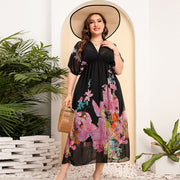 Bohemian Chiffon Floral Print Plus Size Romantic Oversize Beach Dress