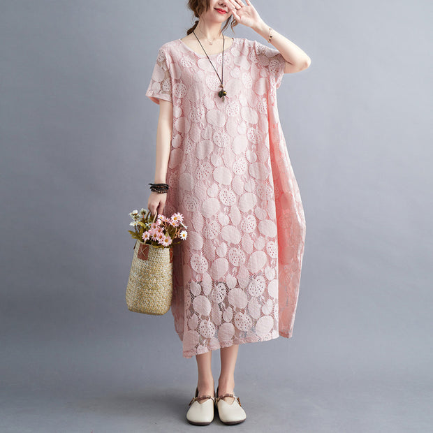 Women's Large Size Loose Lace Dress Five Colors