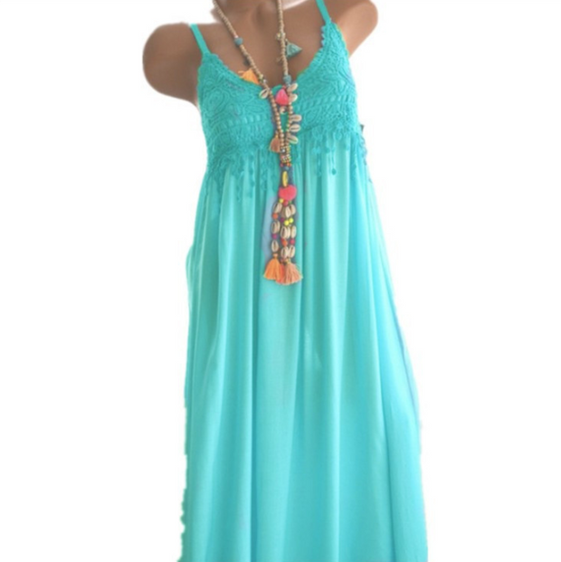 Crochet Lace Bust Maxi Dress Eight Colors