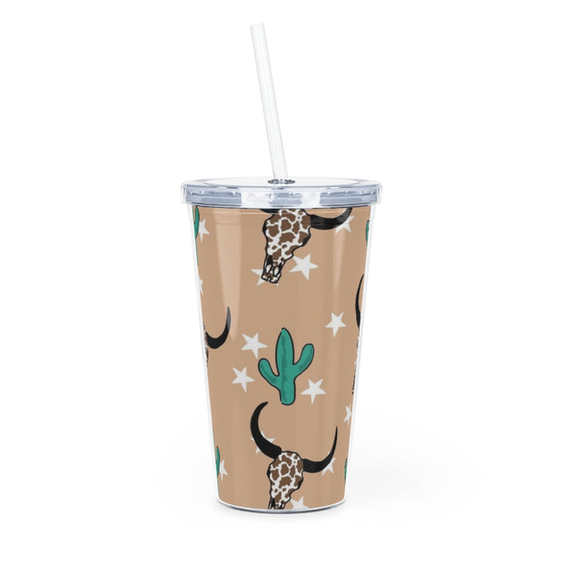 Plastic Tumbler with Straw