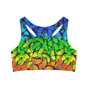 Rainbow Butterflies Seamless Sports Bra (AOP)