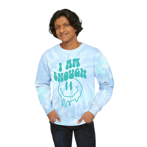 I Am Enough Blue Unisex Tie-Dye Sweatshirt