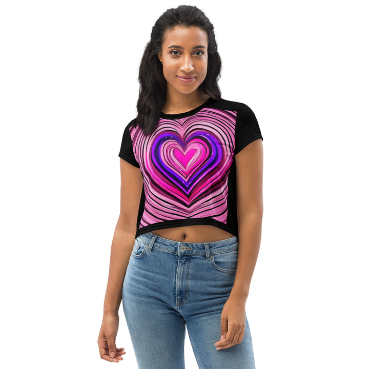 Barbiecore Pink Heart All-Over Print Crop Tee