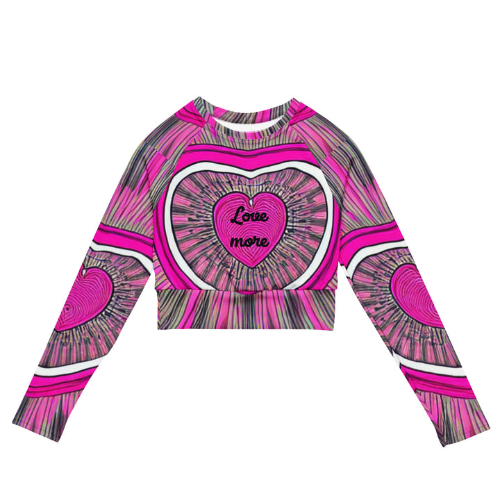 Love More Barbiecore Pink Heart long-sleeve crop top