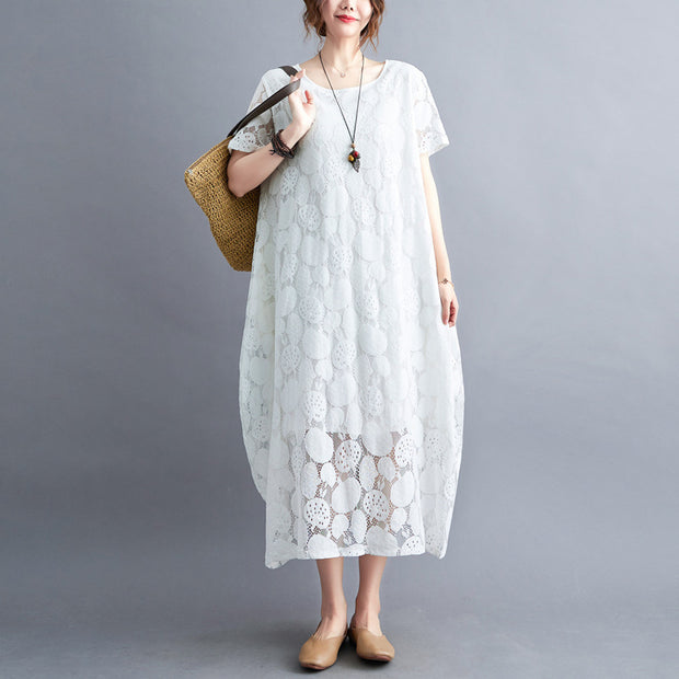 Women's Large Size Loose Lace Dress Five Colors