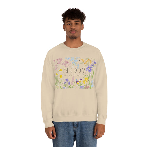 Bloom Where You Are Planted Unisex Heavy Blend™ Crewneck Sweatshirt