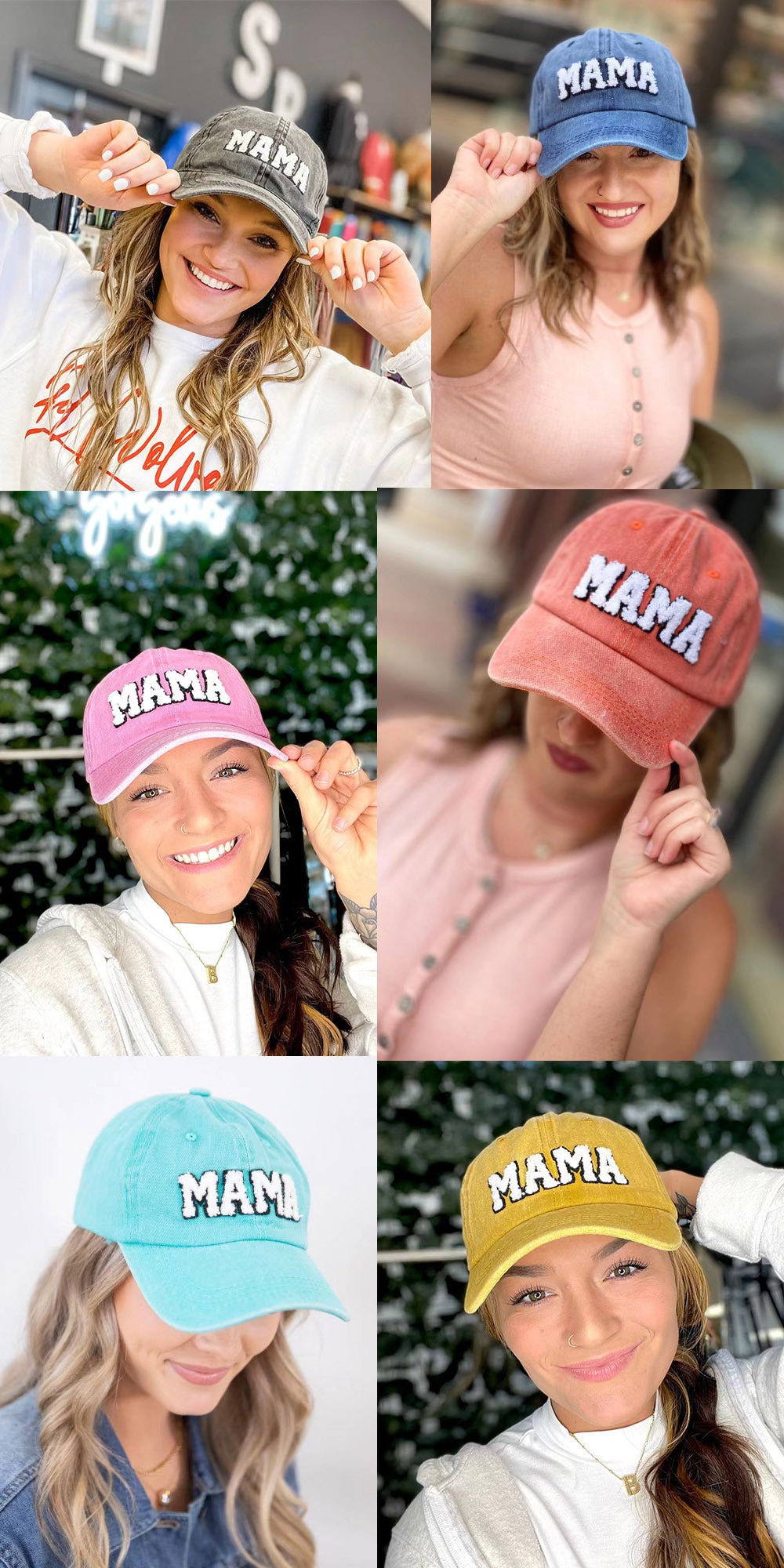 Mama Cloth Embroidery Baseball Hat Mother's Day Hot Sale Worn Looking Washed-out Solid Color Peaked Hat Women
