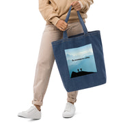 Organic denim tote bag