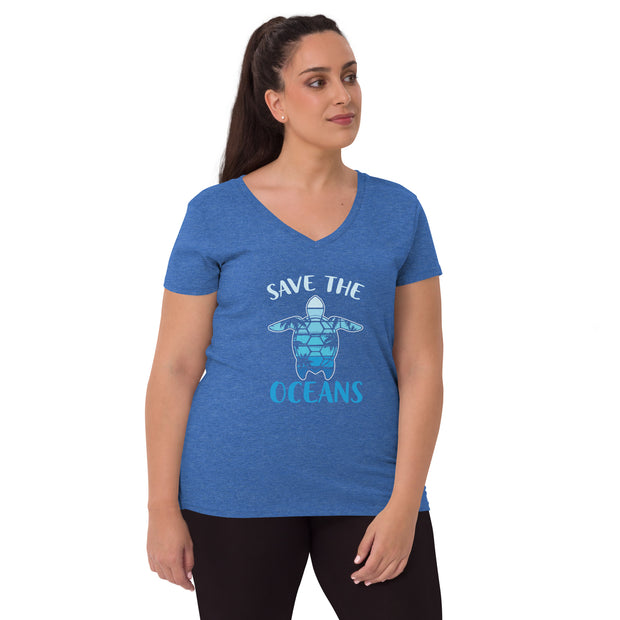 Save The Oceans Turtle Women’s recycled v-neck t-shirt