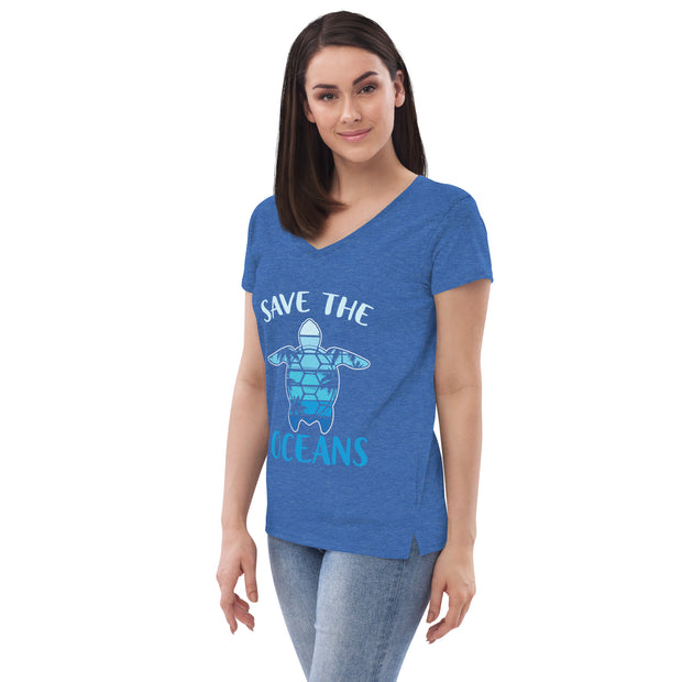 Save The Oceans Turtle Women’s recycled v-neck t-shirt